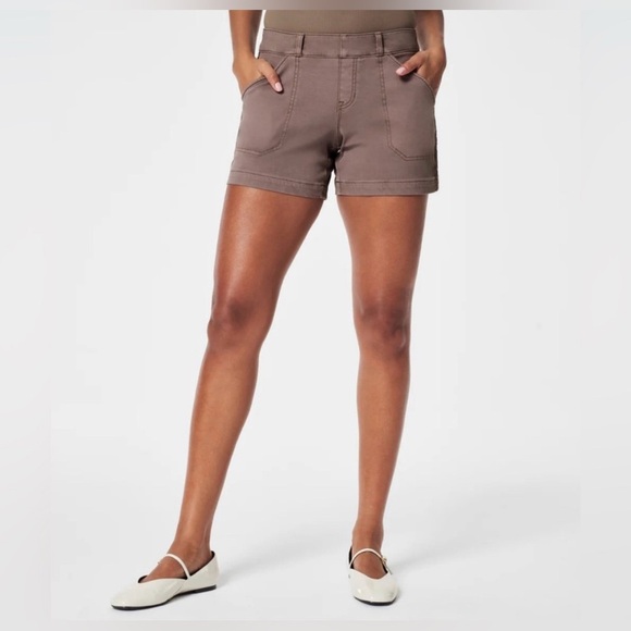 SPANX Stretch Twill Slimming Shorts Chino XL Pull On Bundle Green Blue Gray Tan - Picture 9 of 10